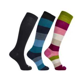 75% Rich Merino Wool Everyday Compression Socks (15-20mmHg) - Colorblock -3 Pack