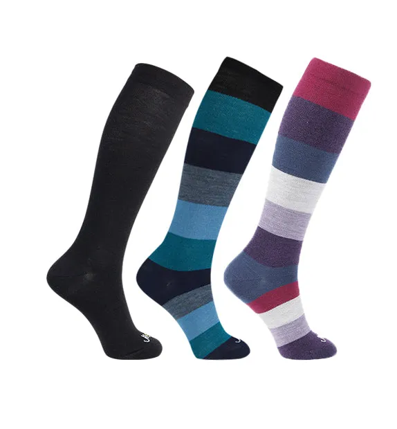 75% Rich Merino Wool Everyday Compression Socks (15-20mmHg) - Colorblock -3 Pack