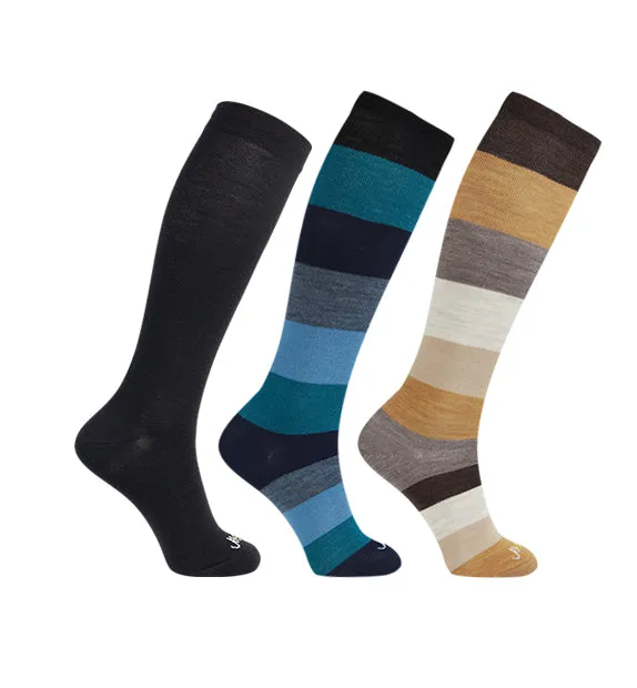 75% Rich Merino Wool Everyday Compression Socks (15-20mmHg) - Colorblock -3 Pack