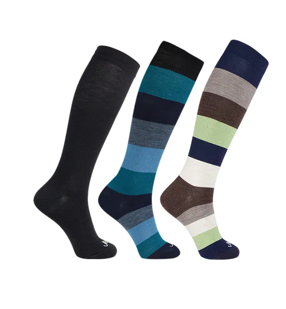 75% Rich Merino Wool Everyday Compression Socks (15-20mmHg) - Colorblock -3 Pack