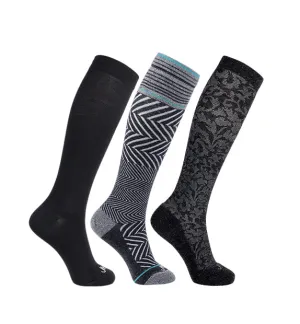 76% Rich Merino Wool Everyday Compression Socks (15-20mmHg) - Floral- 3 Pack