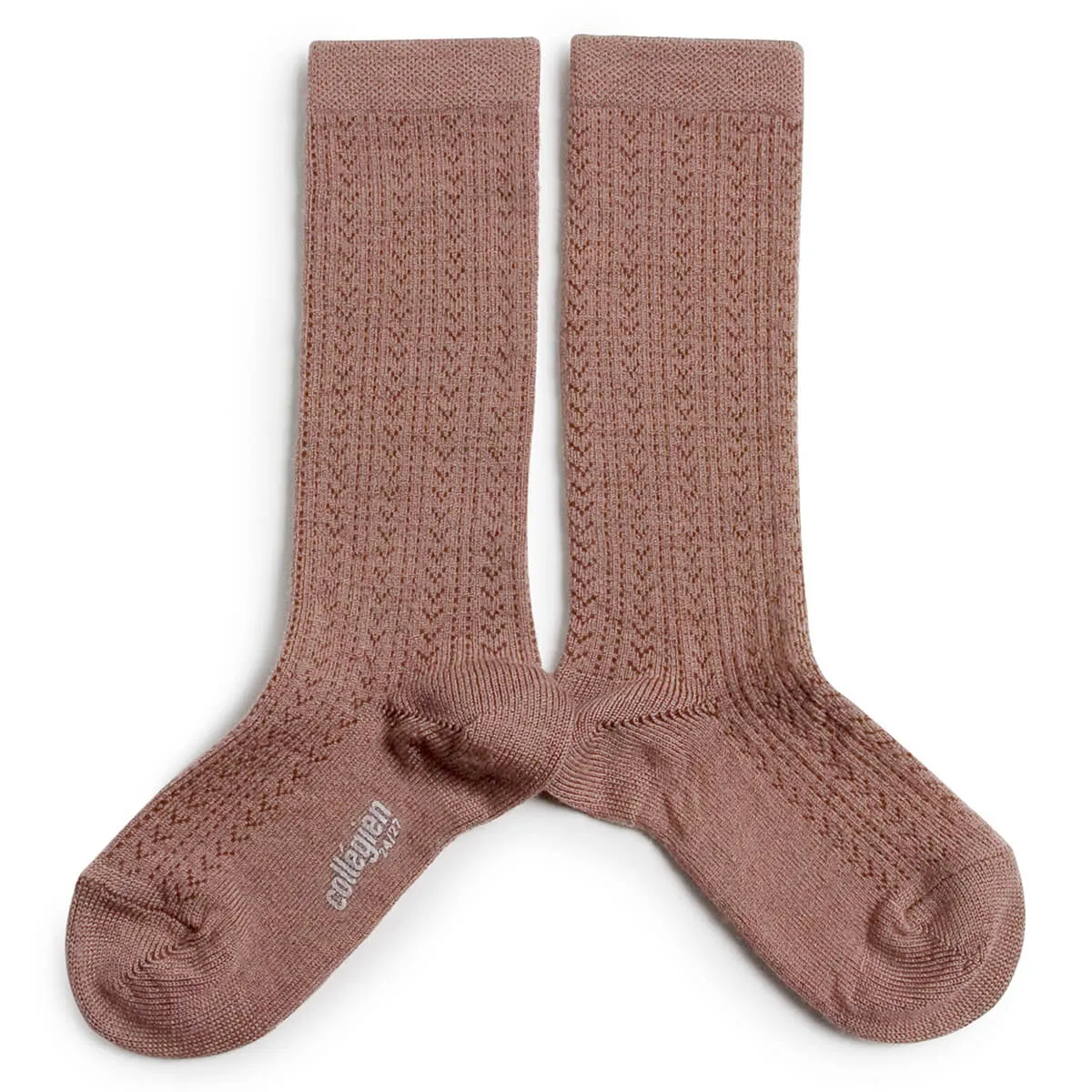 Adele Pointelle Merino Wool Knee High Socks in Praline by Collegien