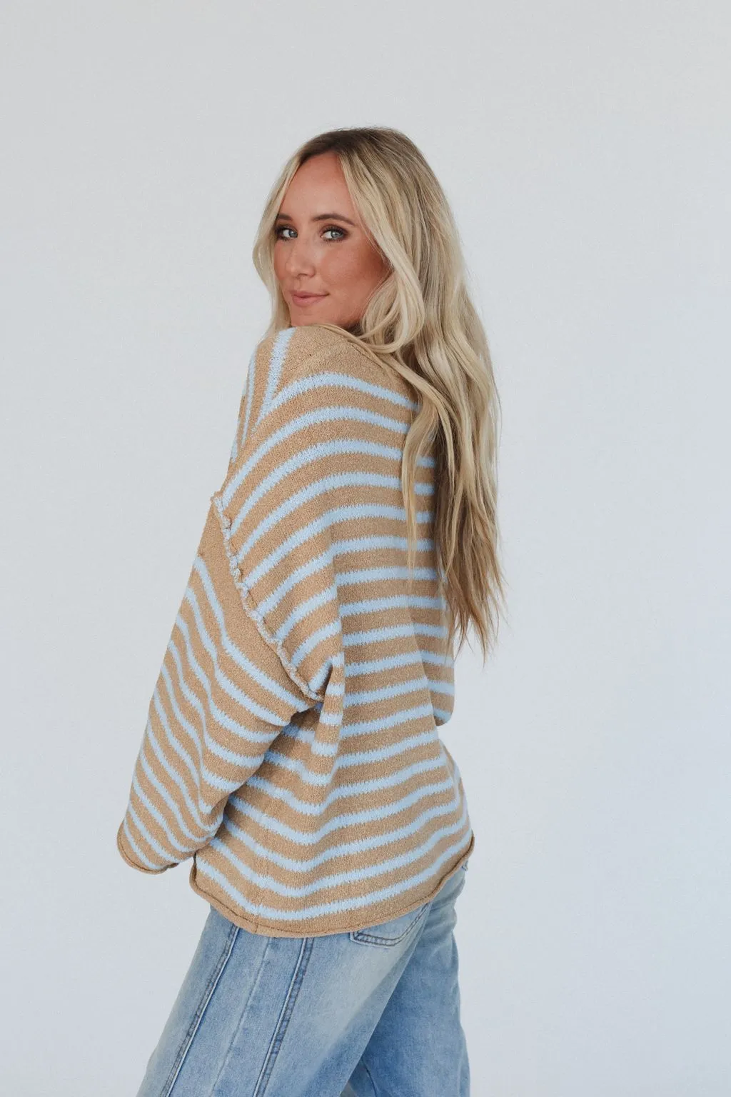 All My Stripes Oversized Sweater - Taupe