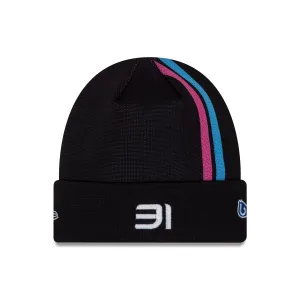 Alpine Racing Black Esteban Ocon Stripe Cuff Knit Beanie Hat