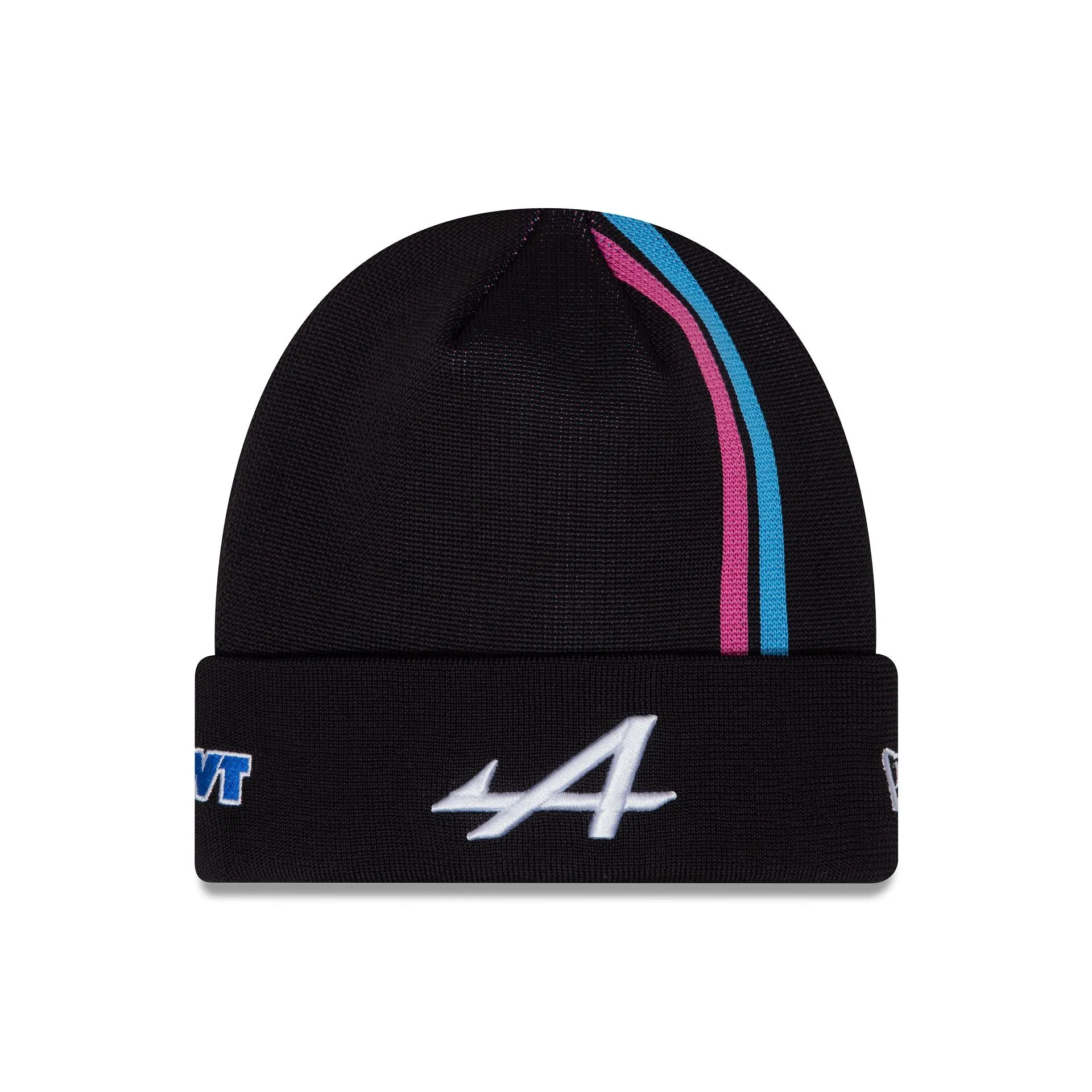 Alpine Racing Black Esteban Ocon Stripe Cuff Knit Beanie Hat