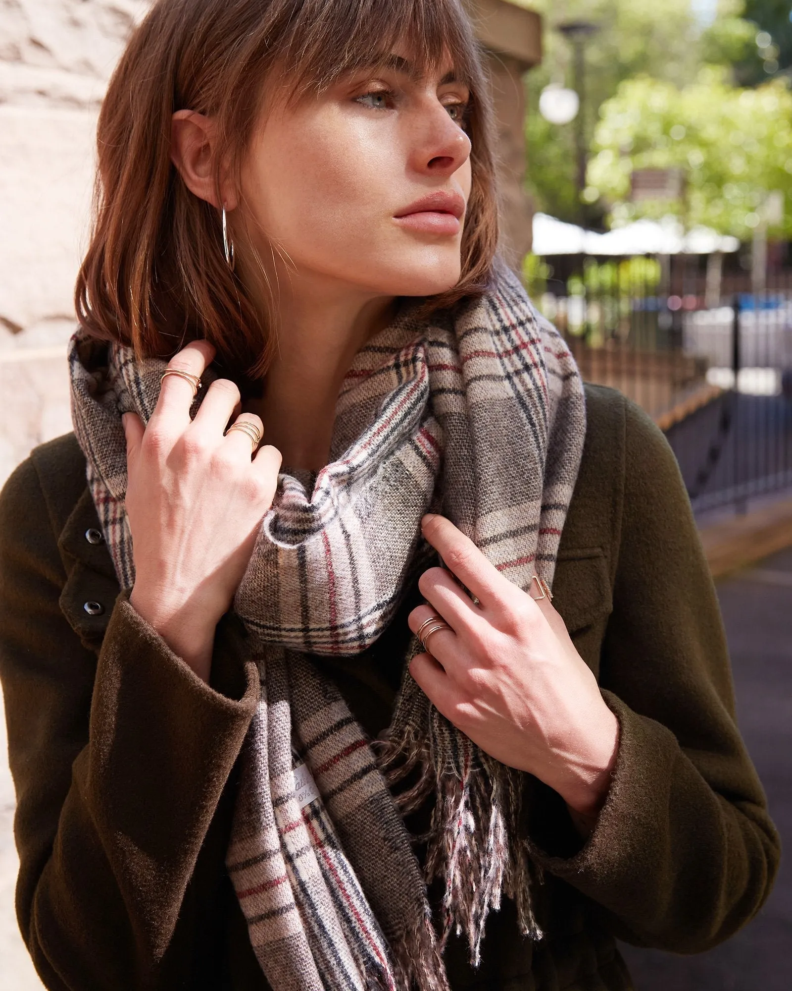 Aspen Plaid Scarf - Military