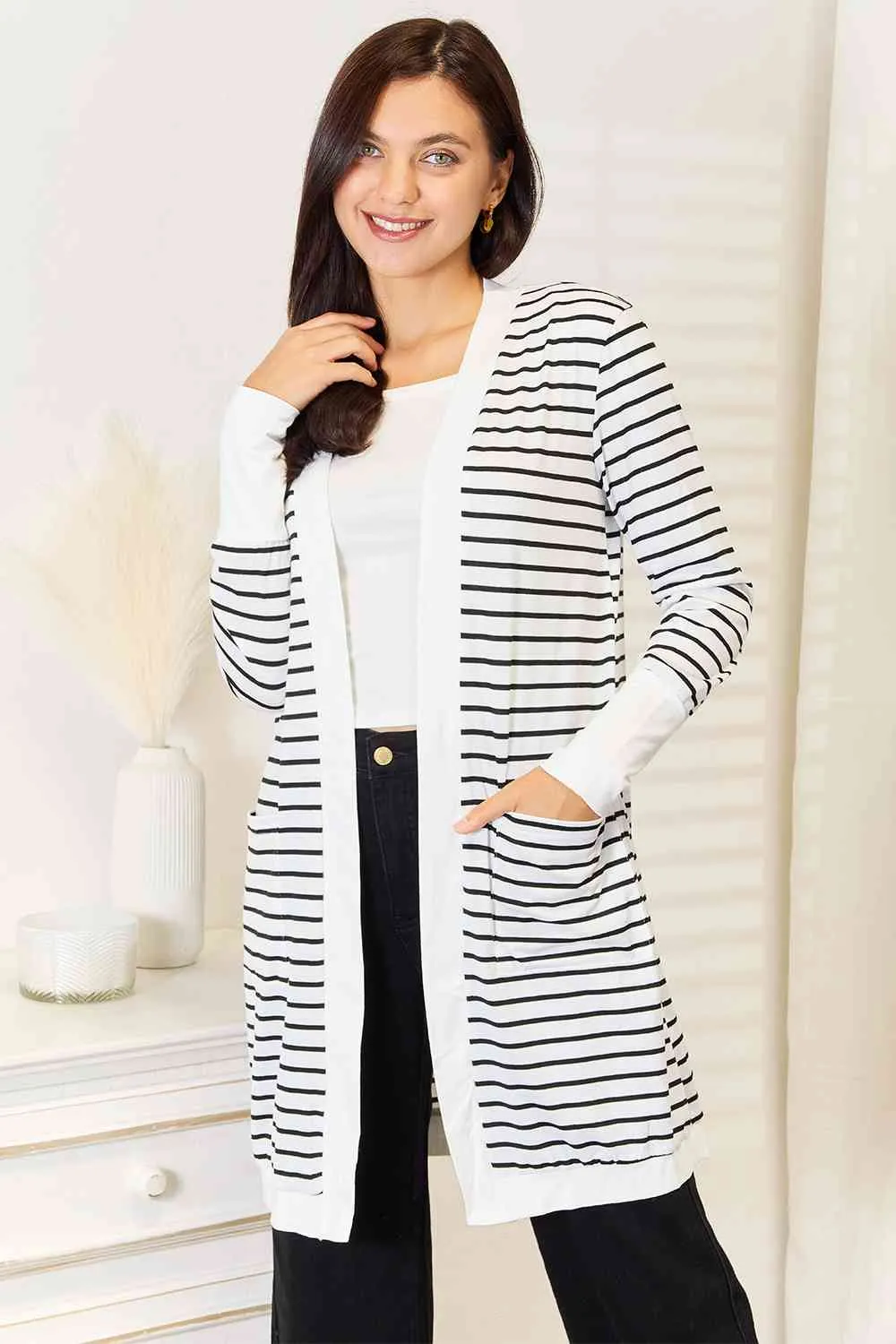 Ava Striped Longline Cardigan