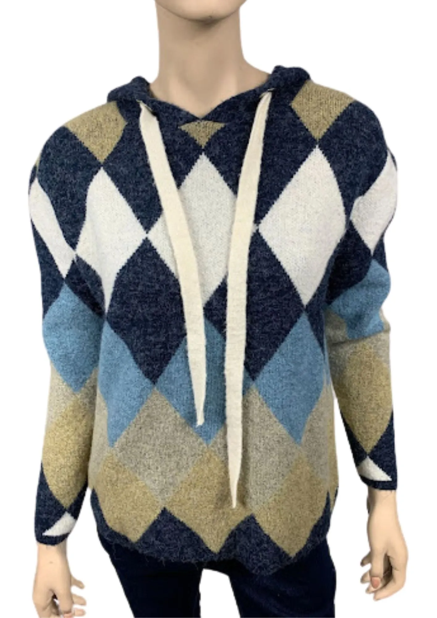 Aztec Knitted Pullover with Hood (KF20506)