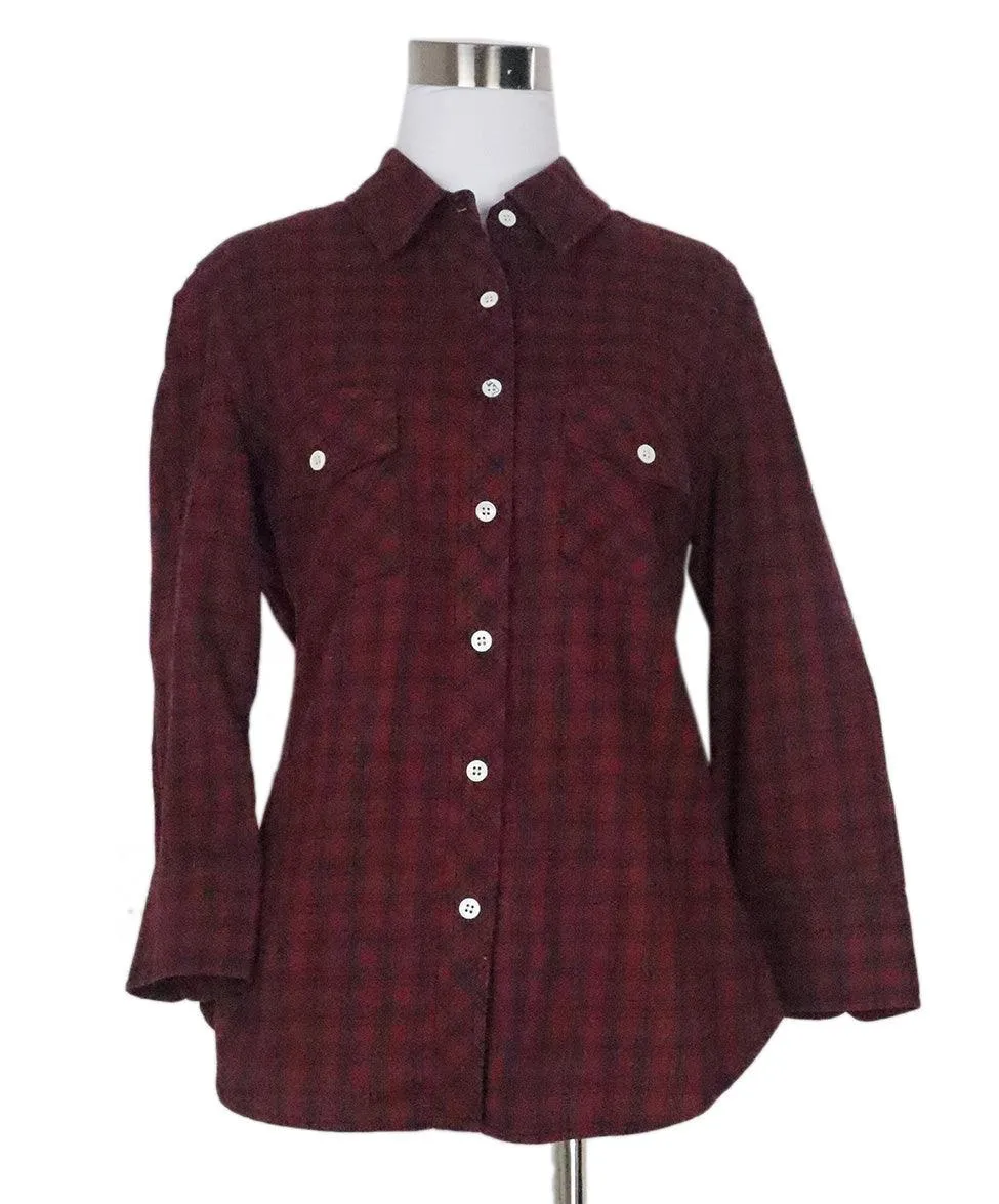 Band Of Outsiders Red Plaid Flannel Shirt sz 4