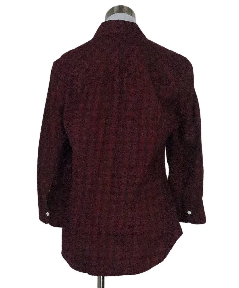 Band Of Outsiders Red Plaid Flannel Shirt sz 4