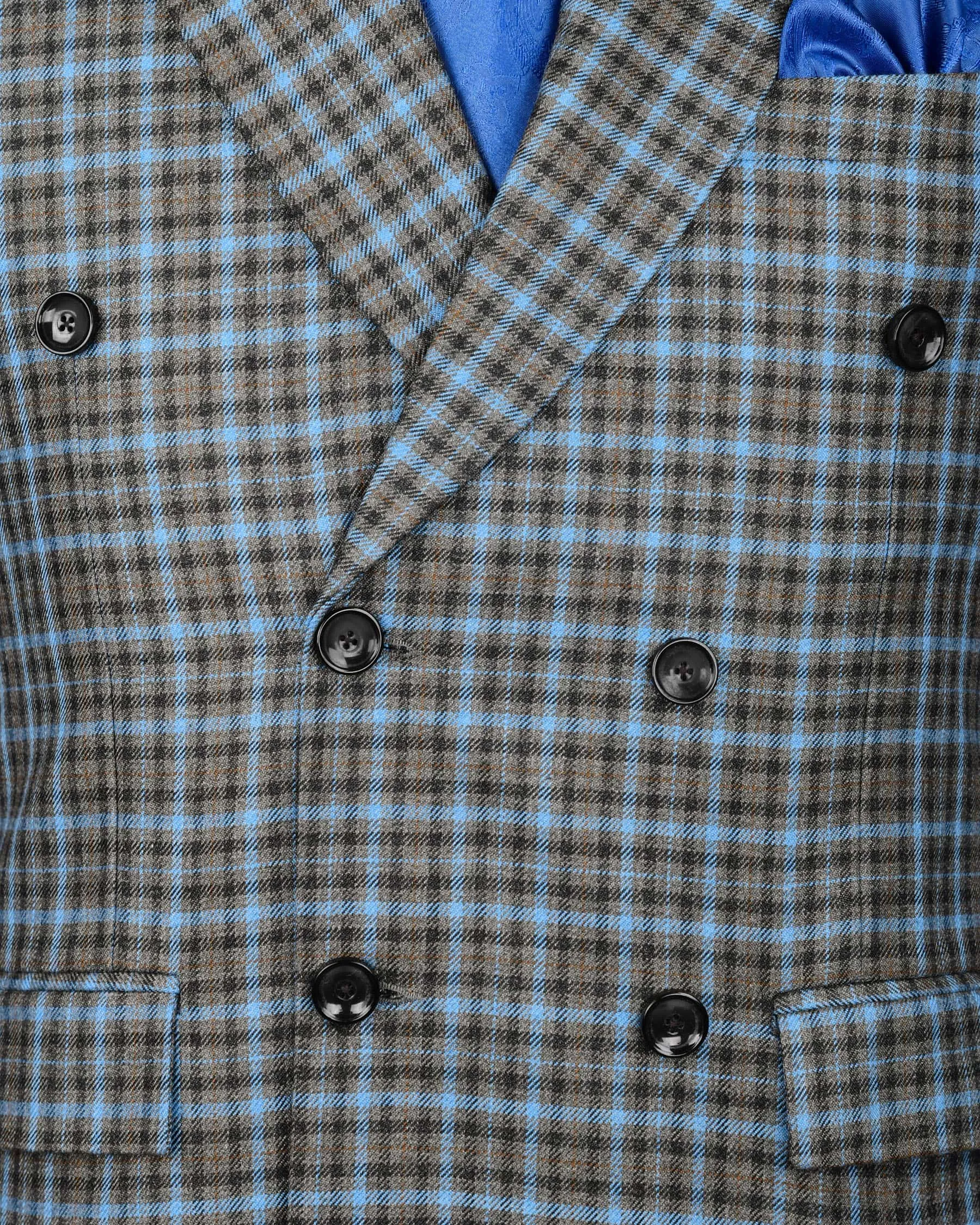 Bandicoot Gray micro Checked Double Breasted Blazer