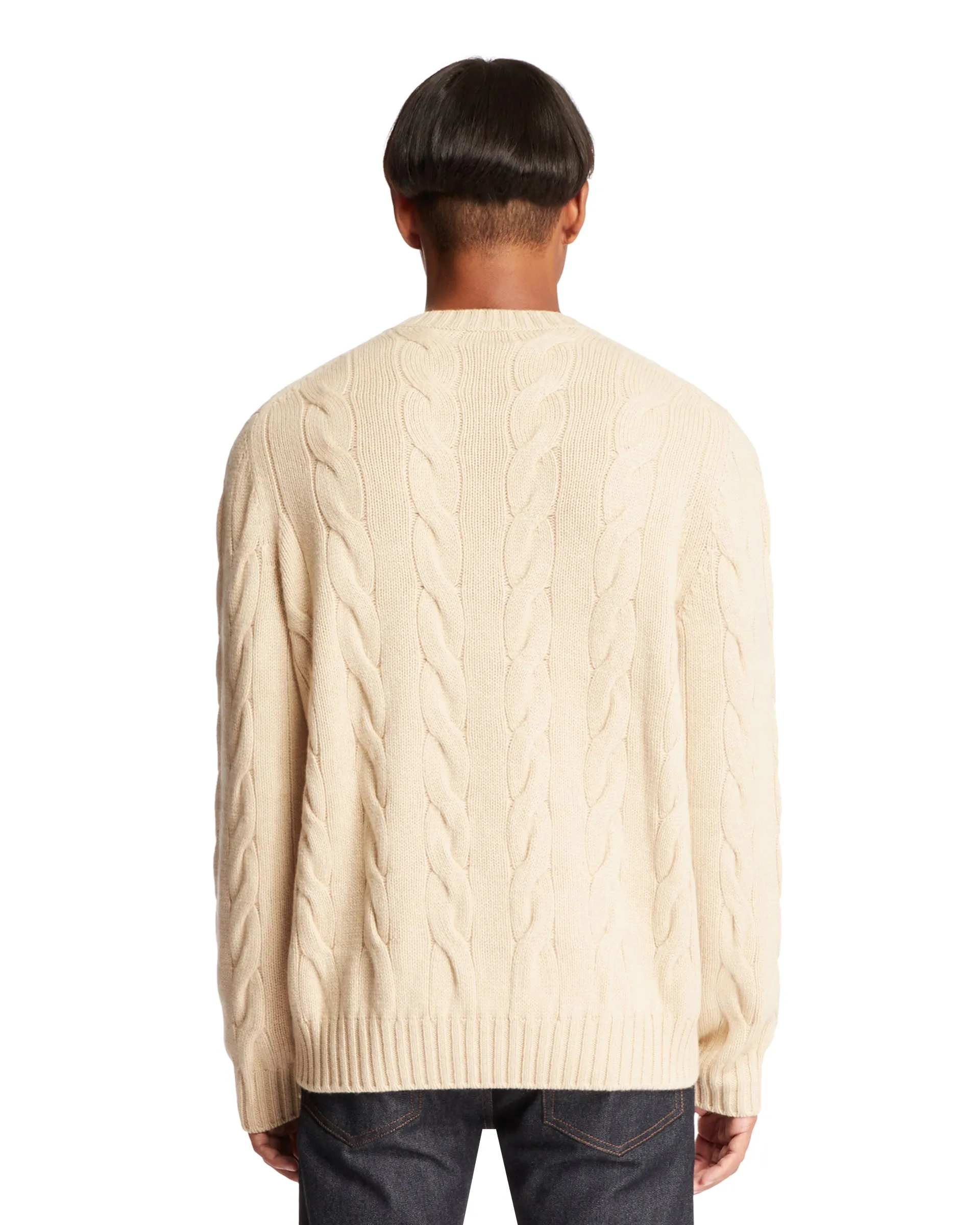 Beige Cable-Knit Sweater