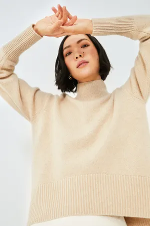 Beige Roll Neck Cashmere Jumper