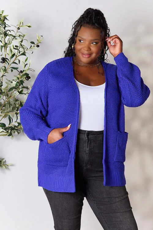 Bellamy Waffle-Knit Open Front Cardigan