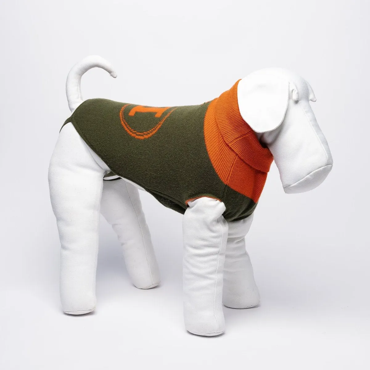 Bespoke Dog Sweater Green/Orange Cashmere