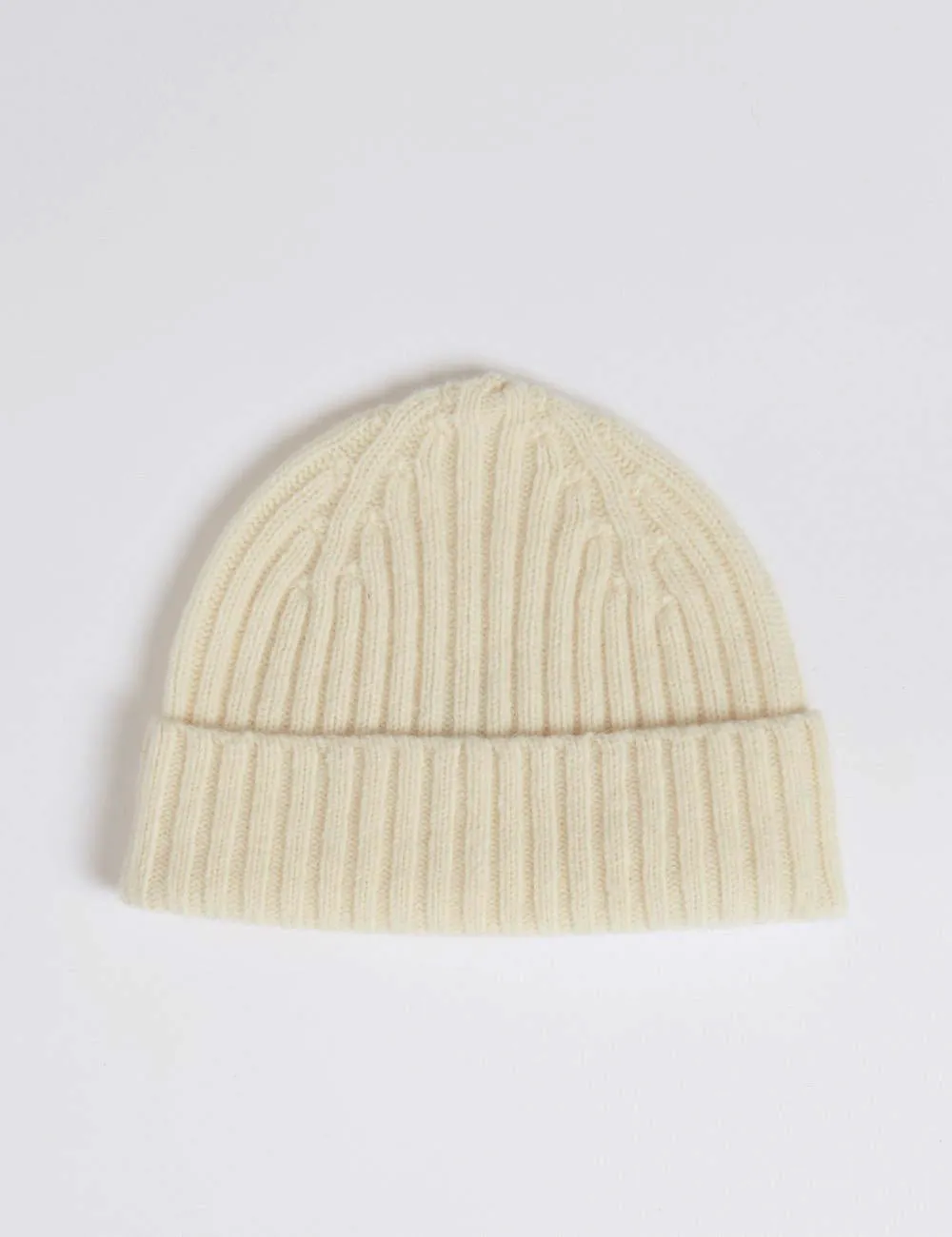 Bhode 2x2 Rib Beanie Hat (Lambswool) - Ecru