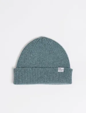 Bhode Hawick Short Beanie Hat (Lambswool) - Caspian Green