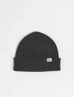 Bhode Hawick Short Beanie Hat (Lambswool) - Charcoal Grey