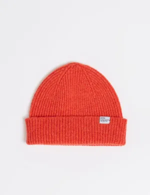 Bhode Hawick Short Beanie Hat (Lambswool) - Inferno Orange