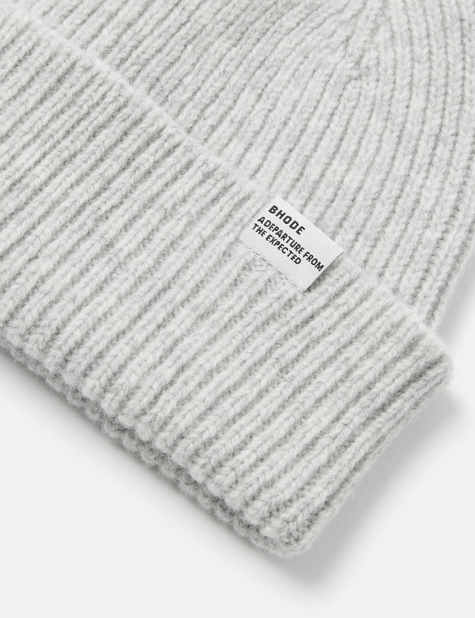 Bhode Hawick Short Beanie Hat (Merino Wool) - Pearl Grey