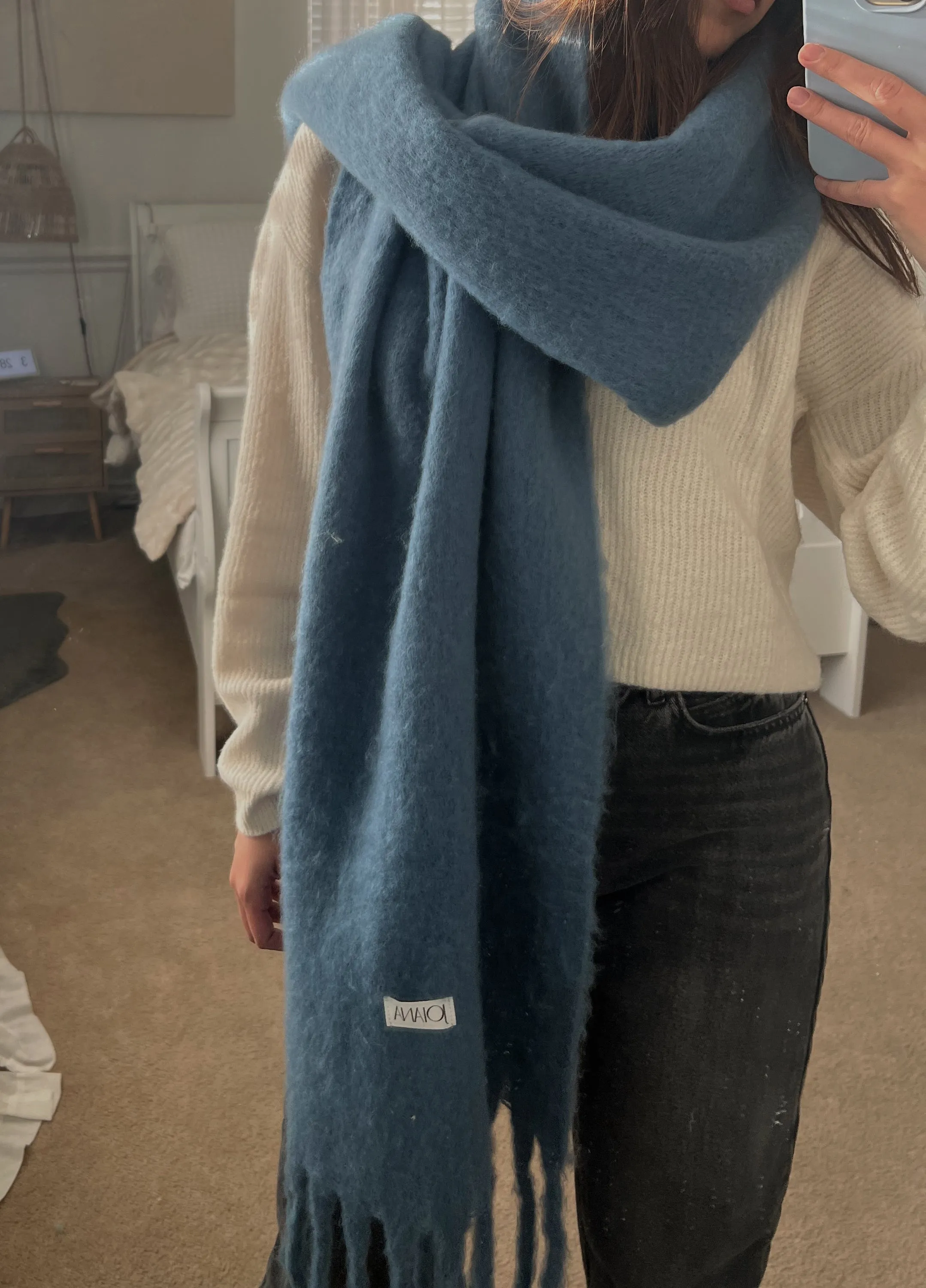 Blue Gray Blanket Scarf