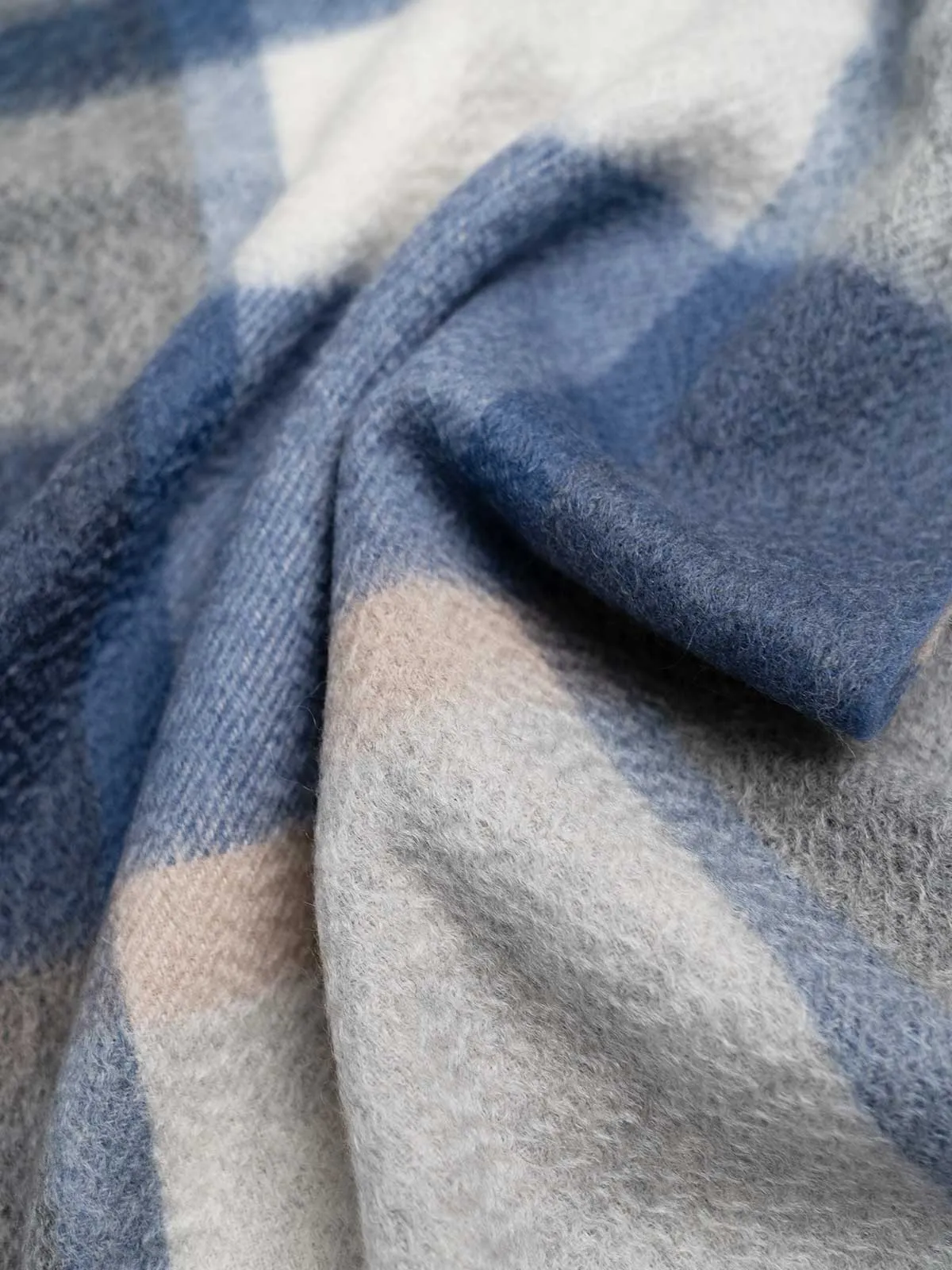 Blue Gray Plaid Mens Cashmere Scarf