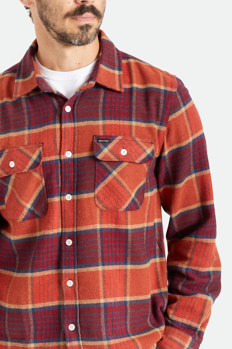 Bowery L/S Flannel - Mahogany/Burnt Henna/Mars Red