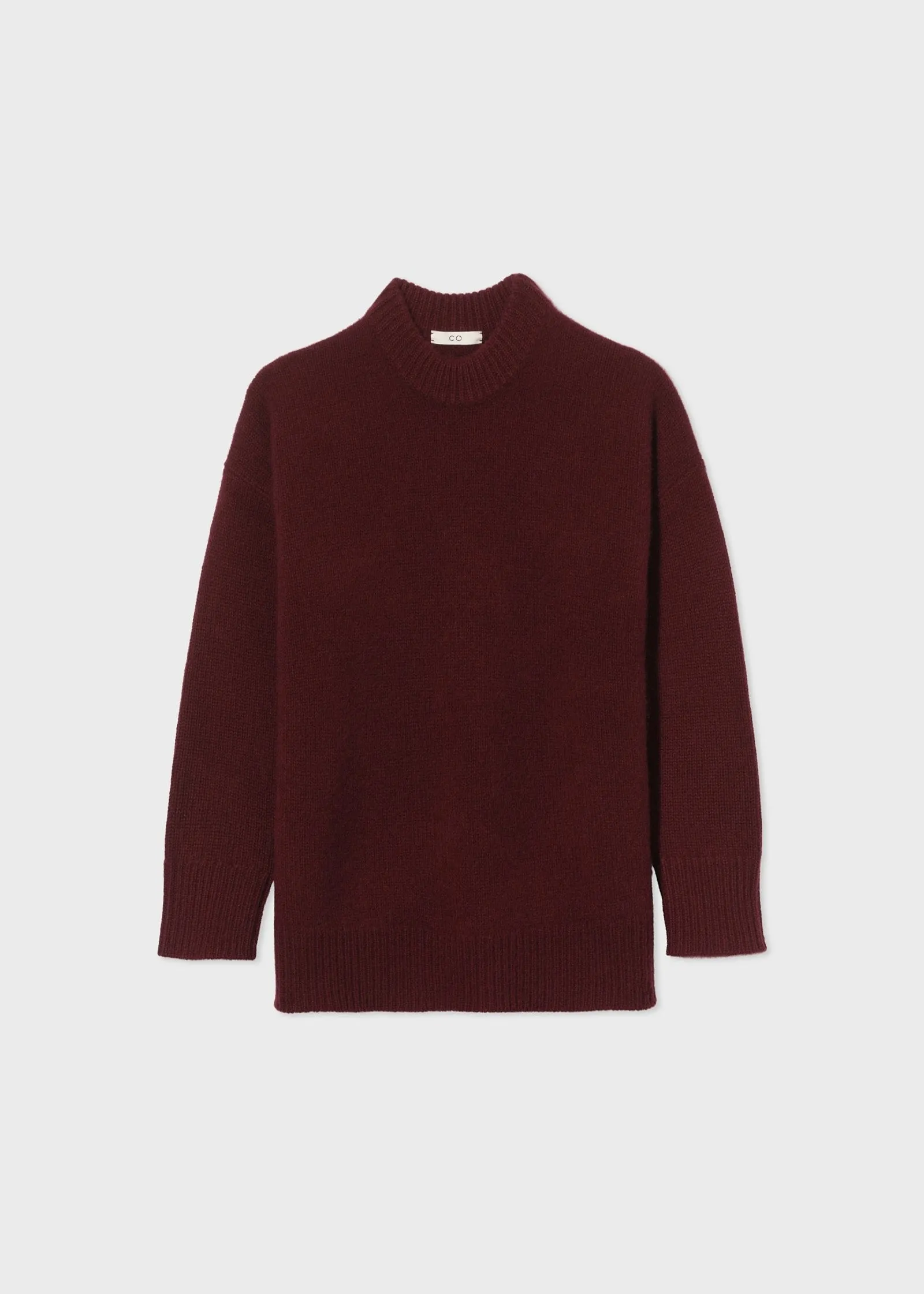 Boyfriend Crew Neck Sweater in Cashmere - Bordeaux