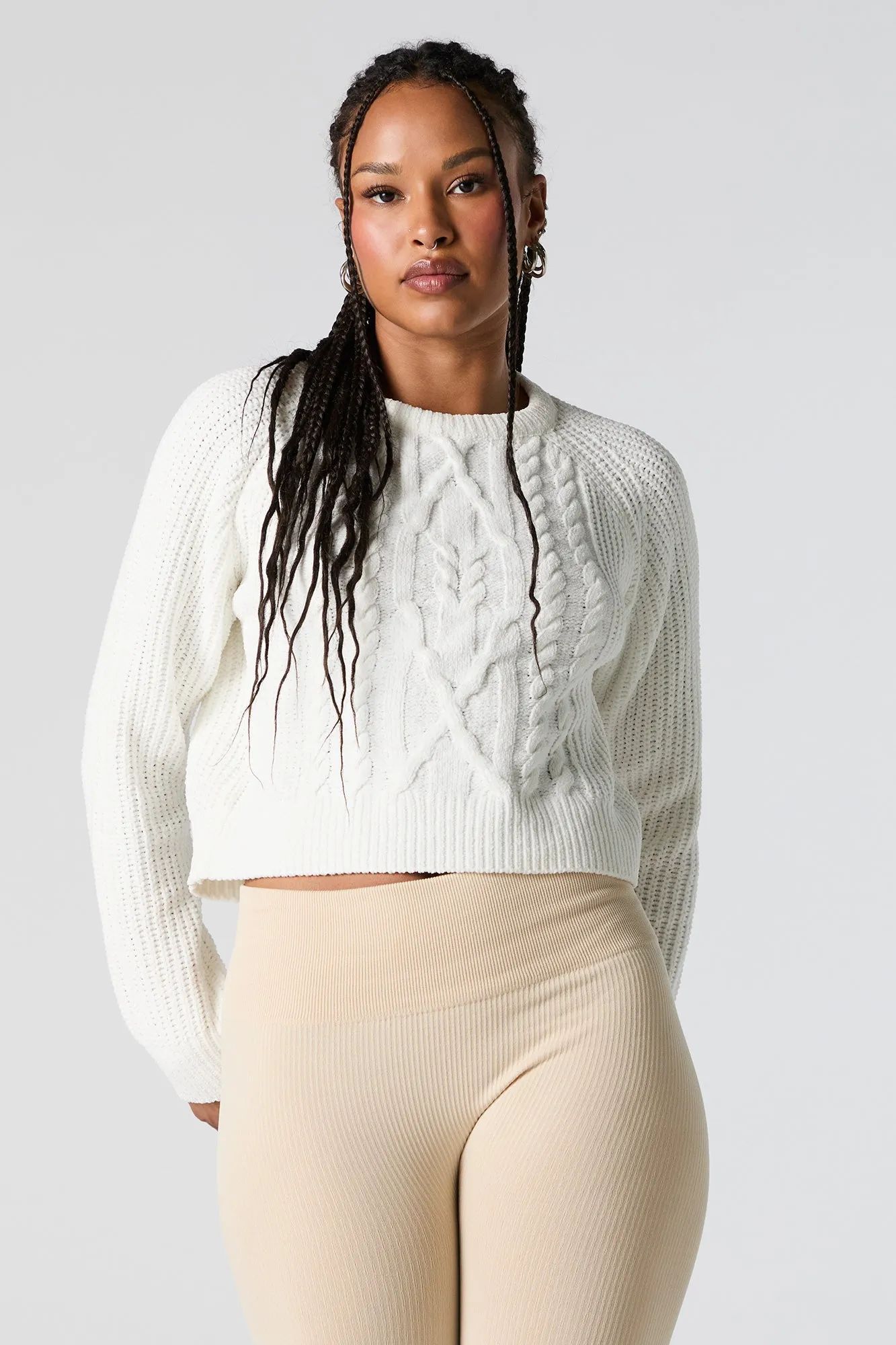 Cable Knit Cropped Sweater