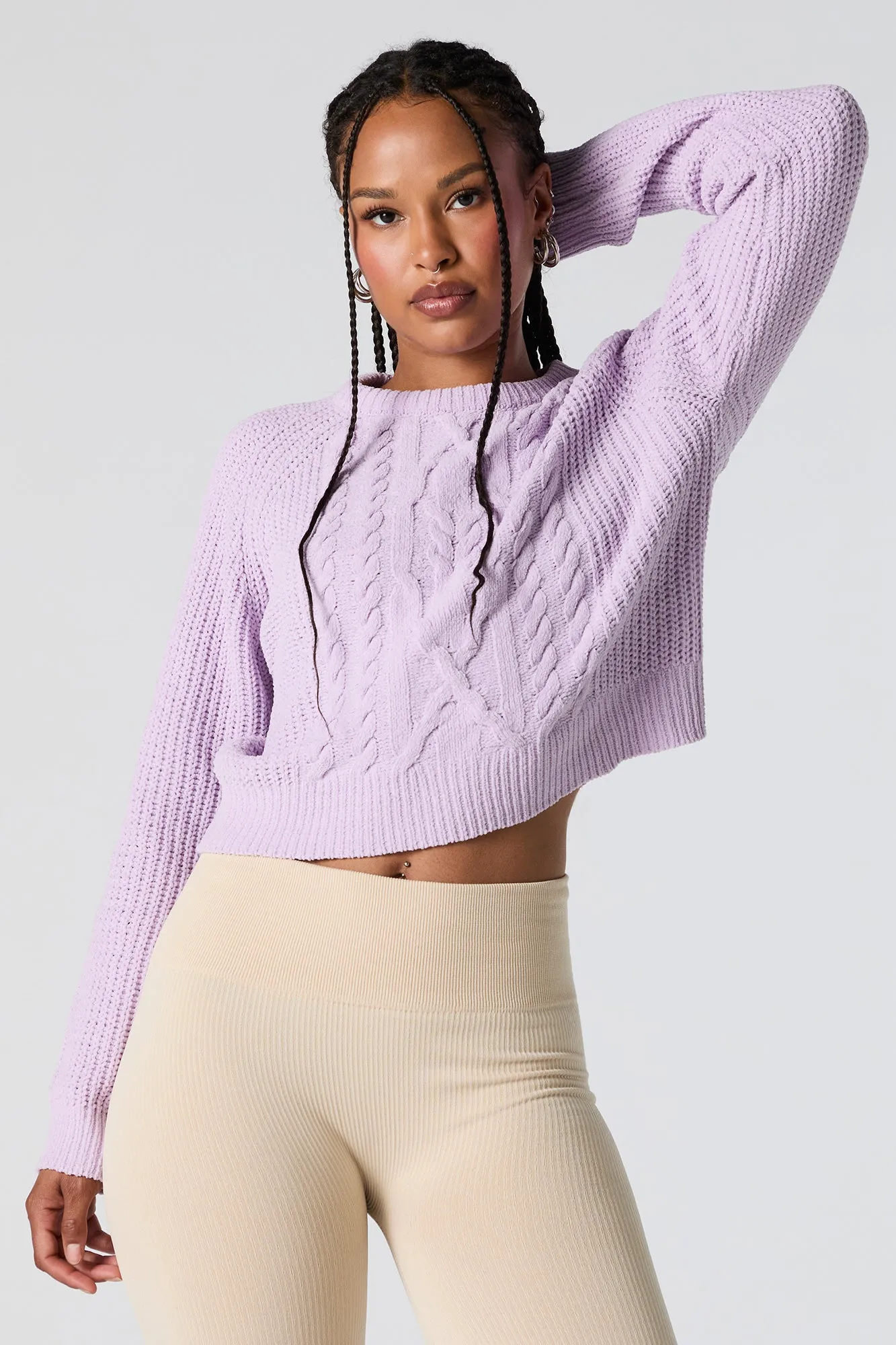 Cable Knit Cropped Sweater