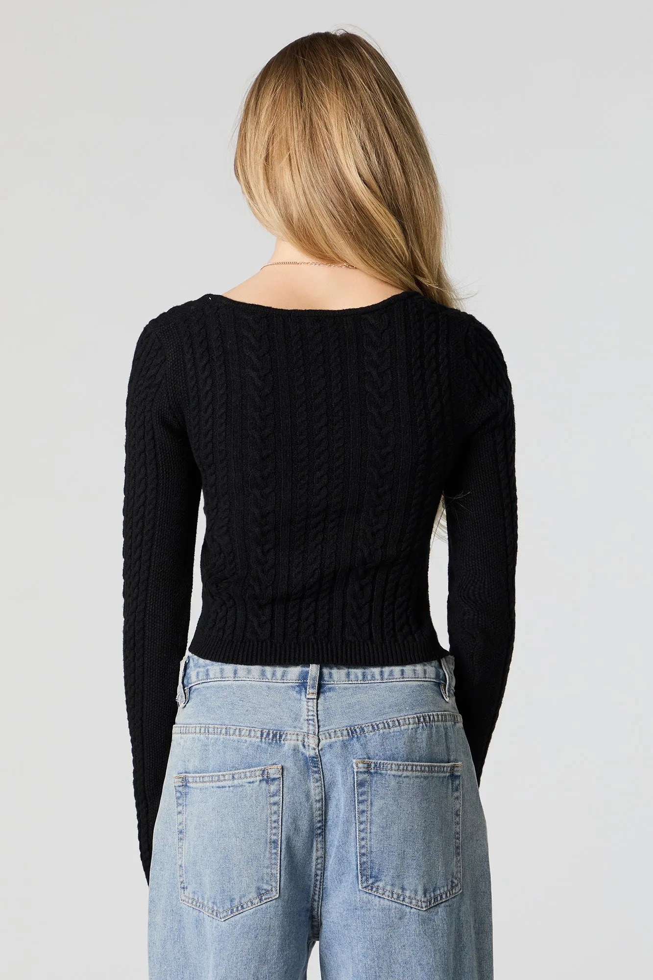 Cable Knit Sweetheart Sweater