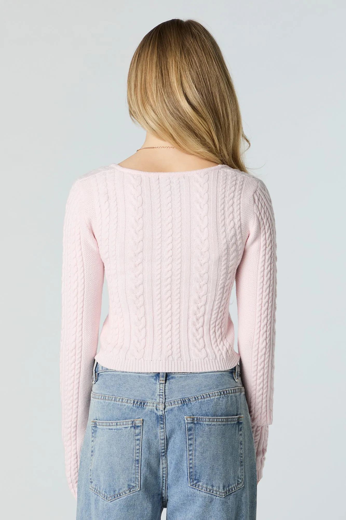 Cable Knit Sweetheart Sweater