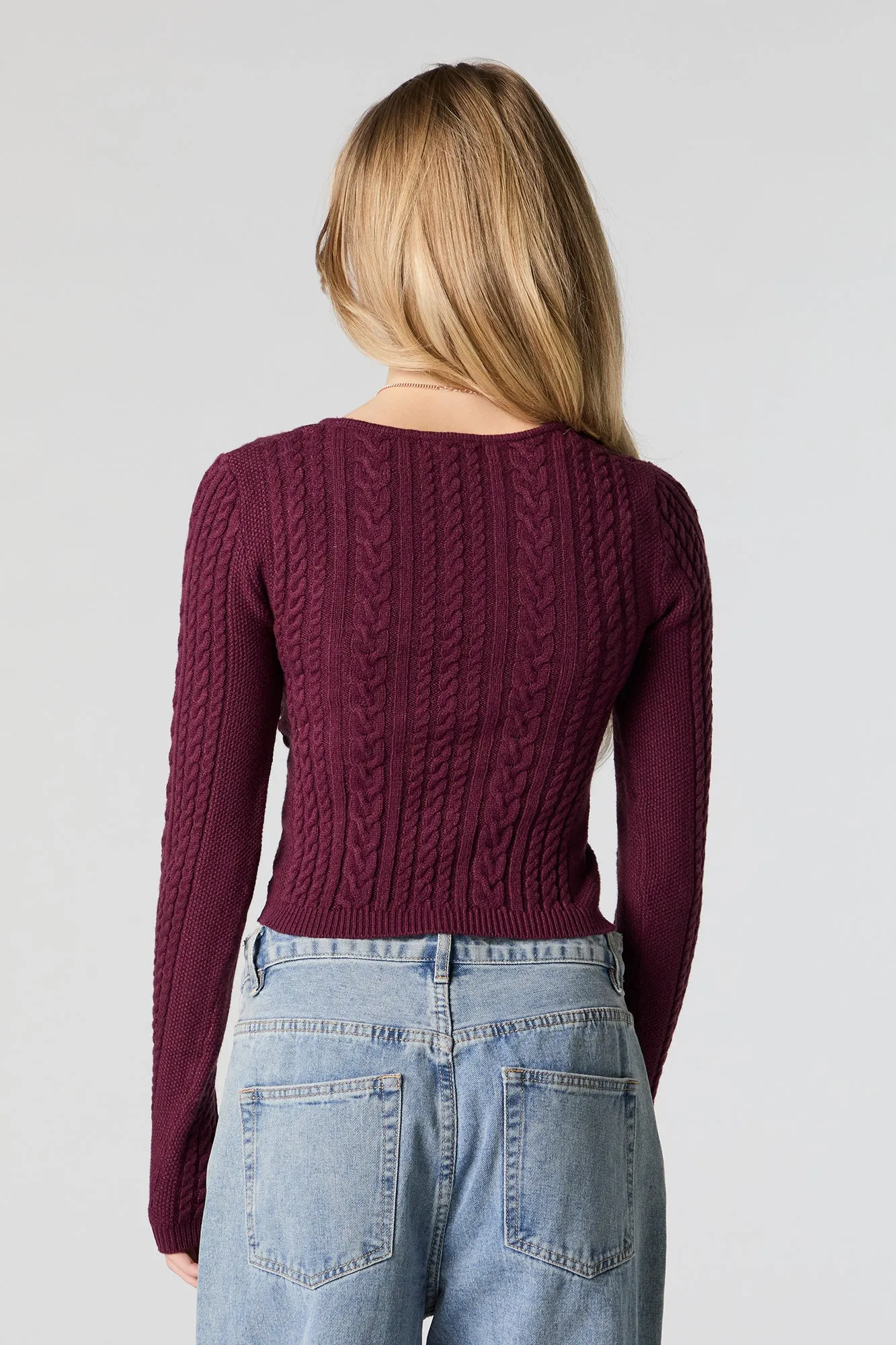 Cable Knit Sweetheart Sweater