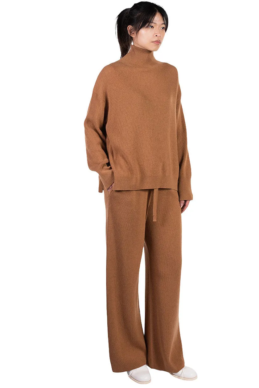 Camel Cashmere Blend Mock Neck Sweater