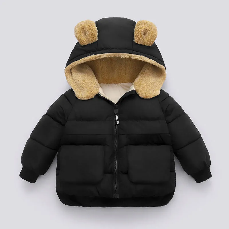 Children Winter Short Thick Hooded Warm Jacket