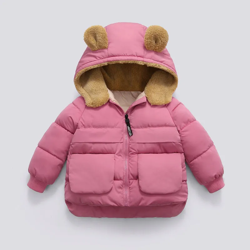 Children Winter Short Thick Hooded Warm Jacket