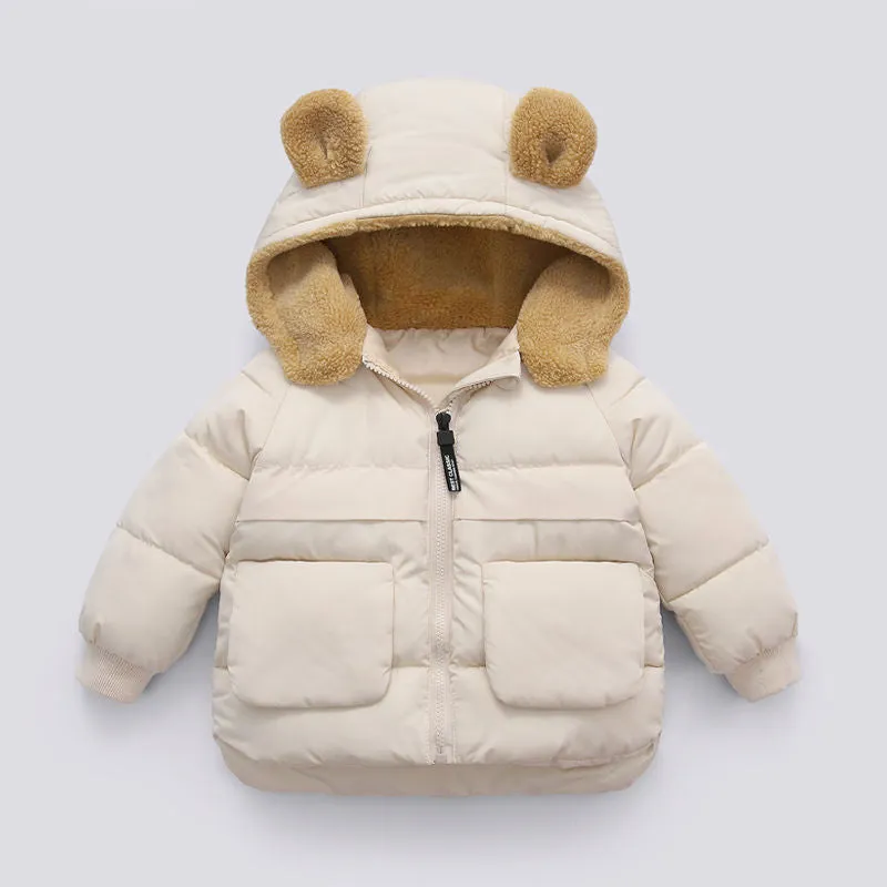 Children Winter Short Thick Hooded Warm Jacket