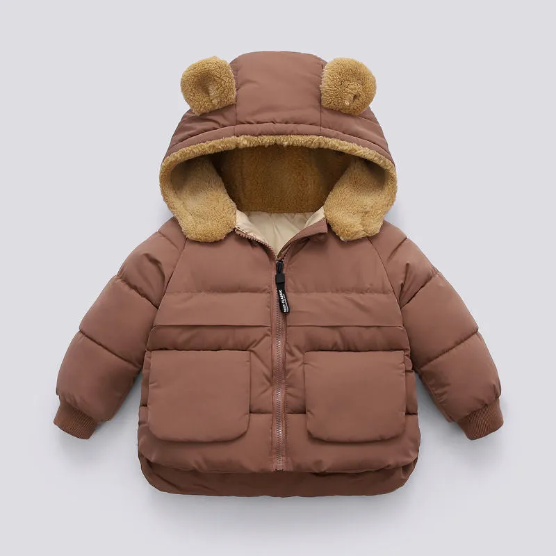 Children Winter Short Thick Hooded Warm Jacket