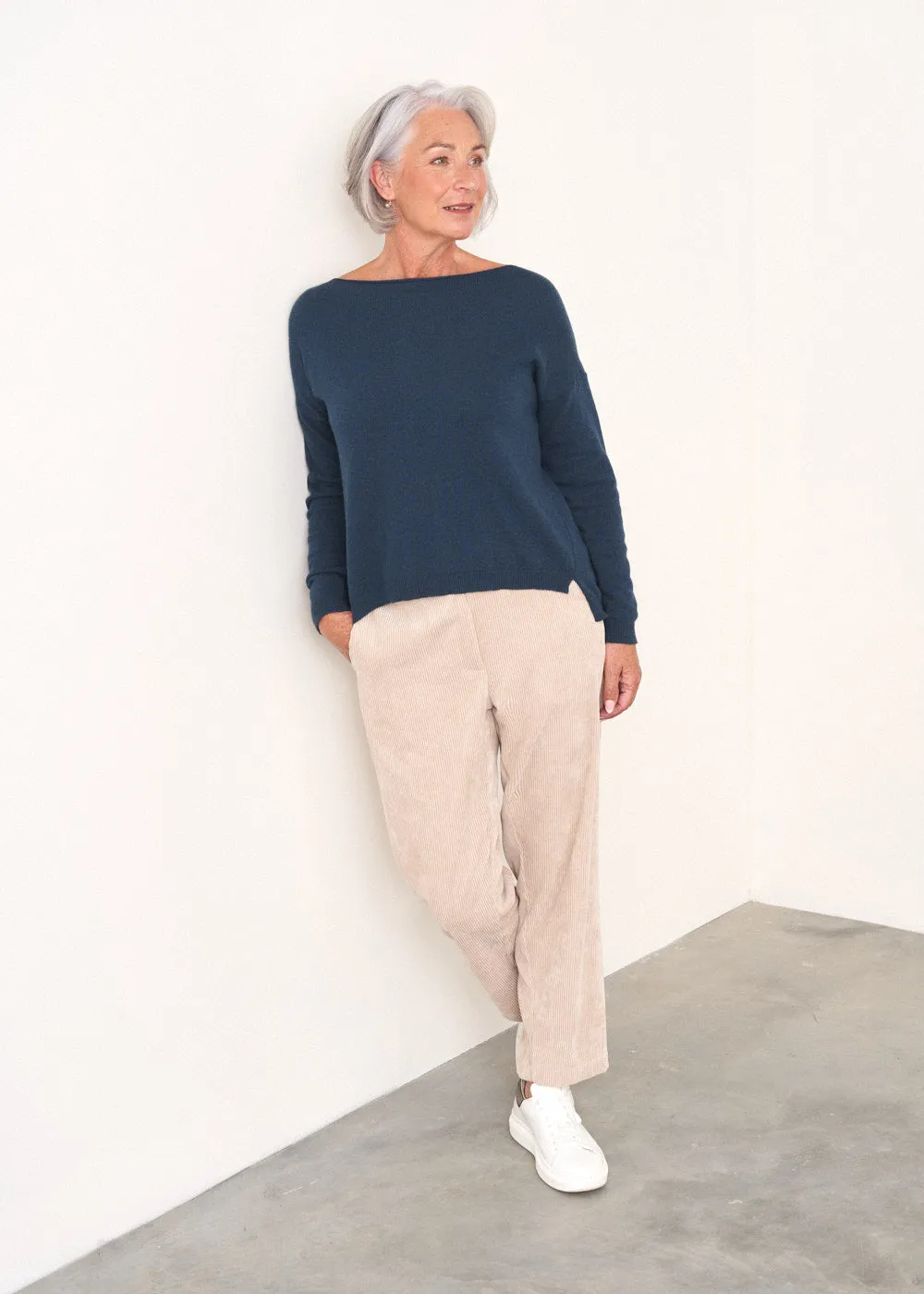 CLEO PLAIN CASHMERE-MIX SWEATER