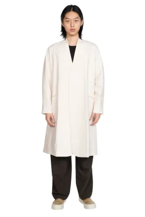 Collarless Long White Coat