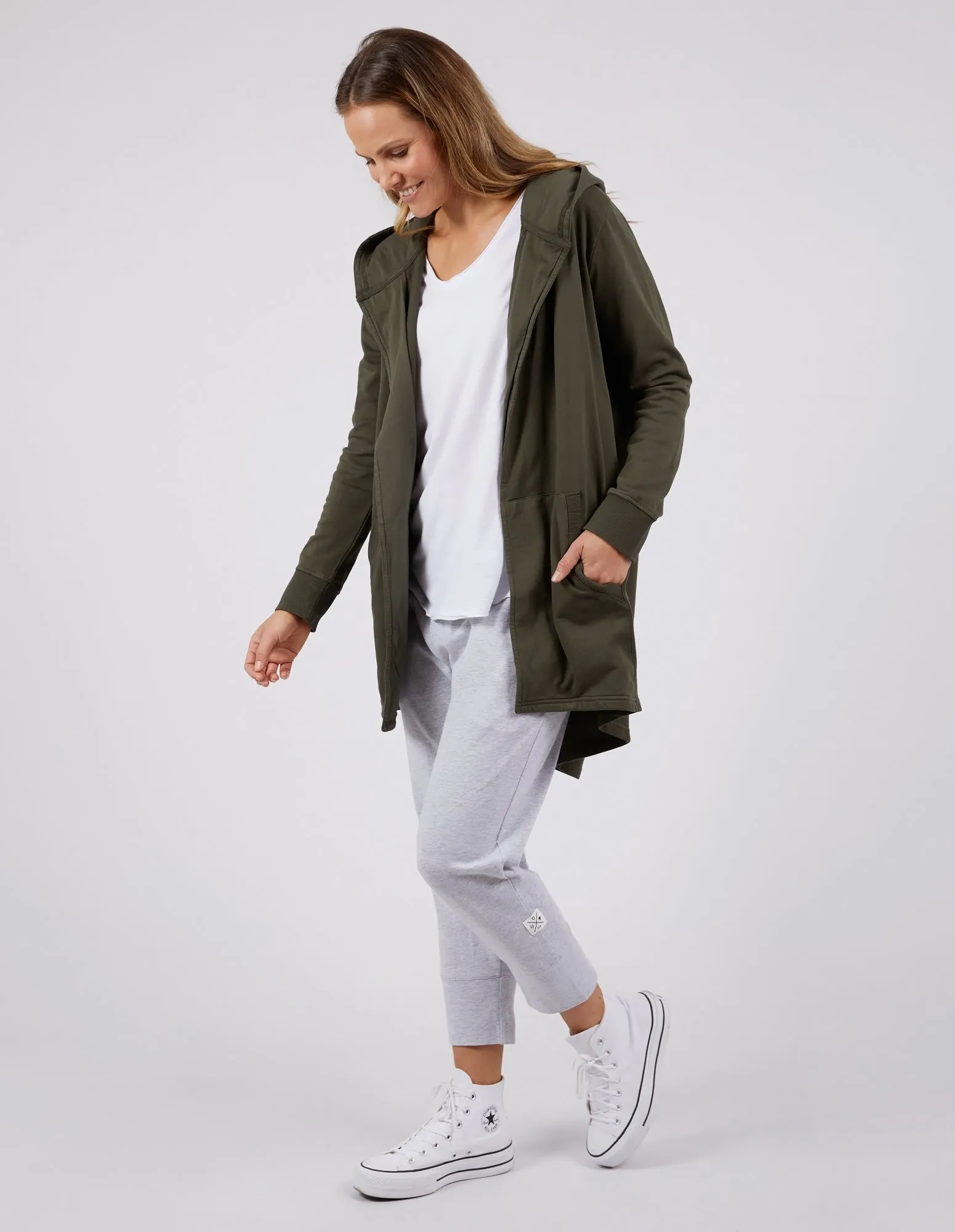 Composure Hooded Cardi Khaki