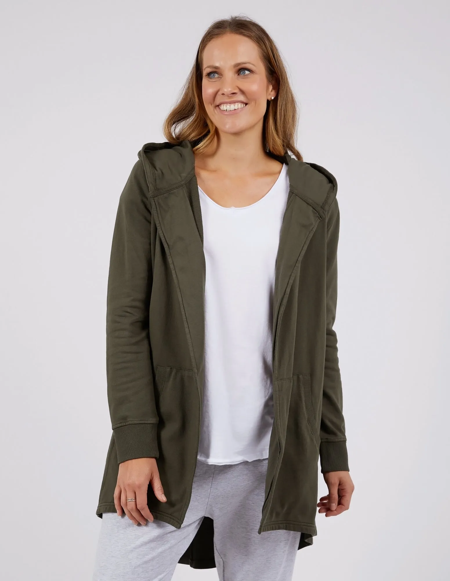 Composure Hooded Cardi Khaki