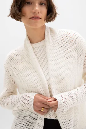 Crochet Cashmere Shawl Collar Cardigan