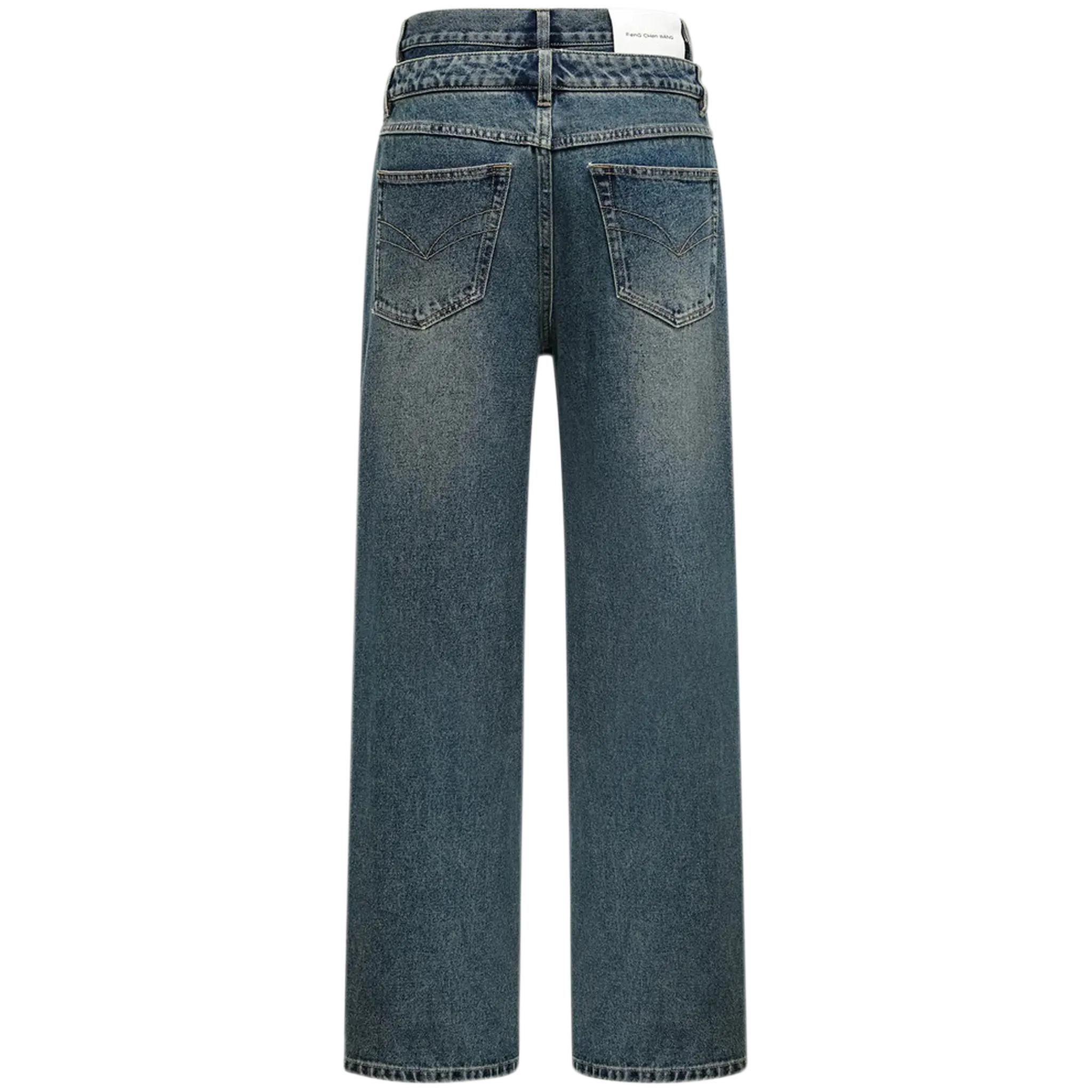 Denim Seaming Double Waist Pants