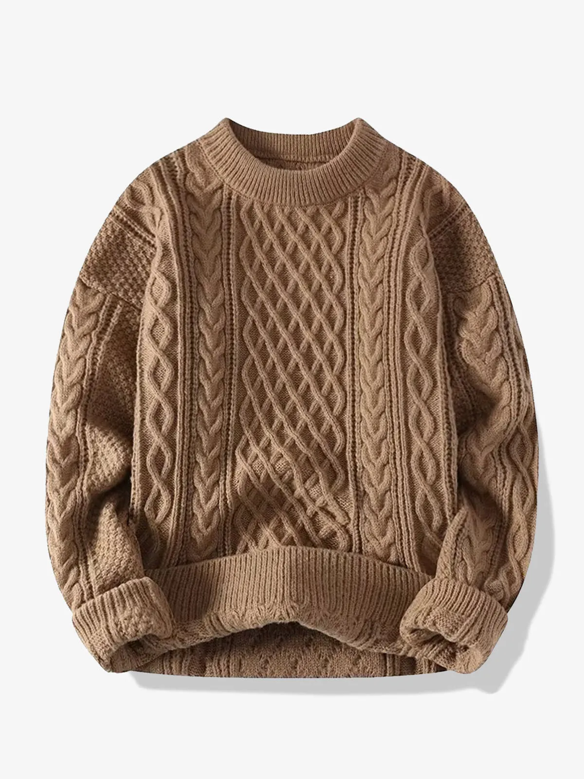 Diamond Pattern Crew Neck Knitted Sweater