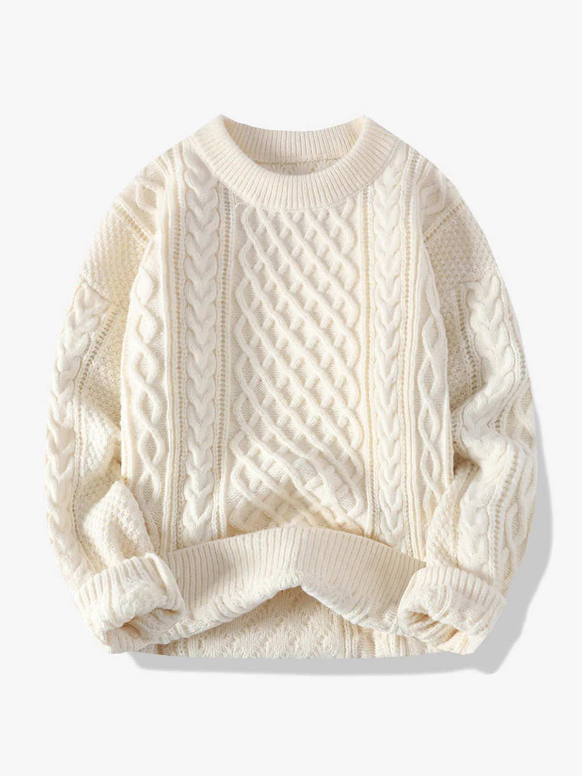 Diamond Pattern Crew Neck Knitted Sweater