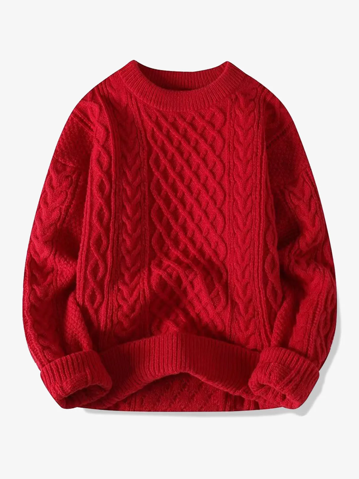 Diamond Pattern Crew Neck Knitted Sweater