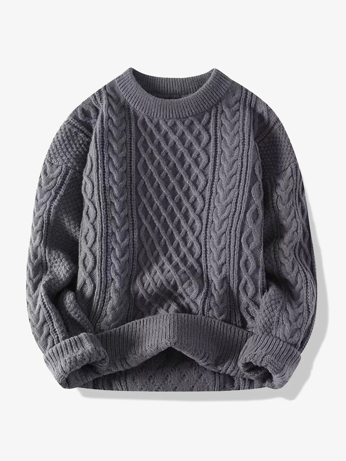 Diamond Pattern Crew Neck Knitted Sweater