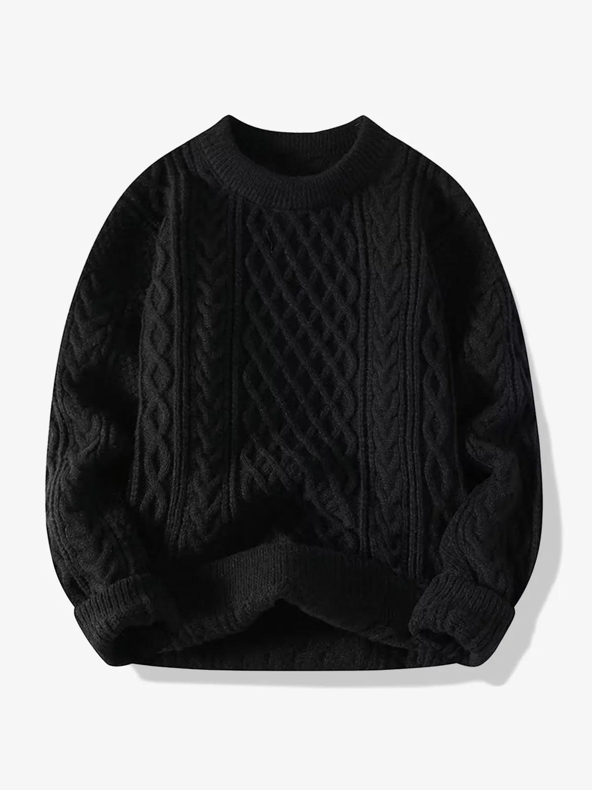 Diamond Pattern Crew Neck Knitted Sweater