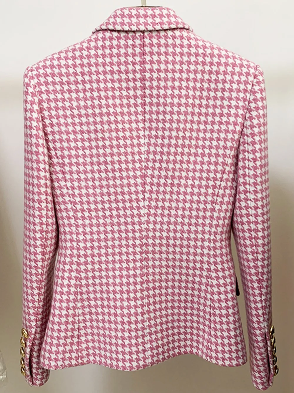 Double Breasted Wool Houndstooth Blazer